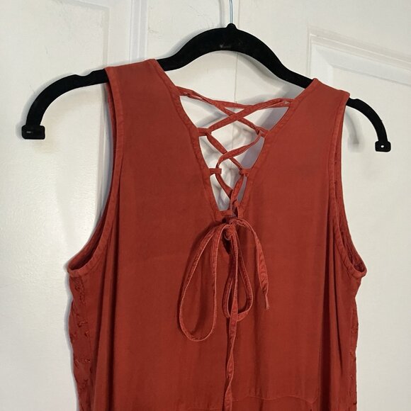 Y2K Daniel Laurent Maxi Dress Womens S Red Floral Embroidered Boho Fairy Vintage - Picture 6 of 10